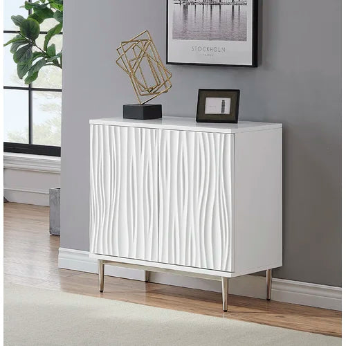 White 31.5 Tall Stainless Steel 2 Door Accent Cabinet