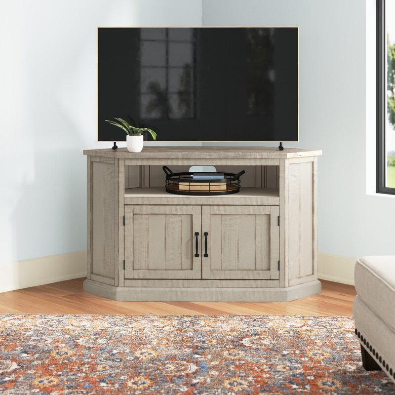 Rustic white corner tv clearance stand