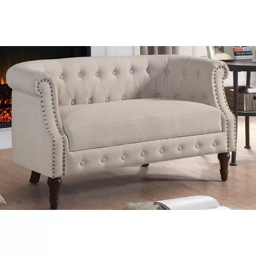 Blend Beige Kjellfrid 54.75 Linen Rolled Arm Loveseat Indoor Design