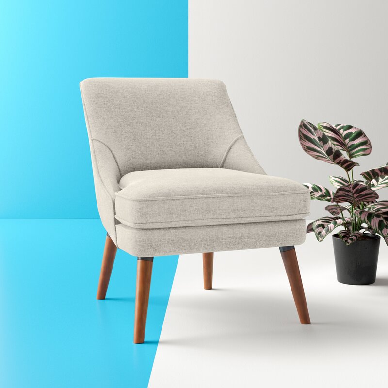 Kora 24.8 Wide Linen Side Chair Beige 100 Linen