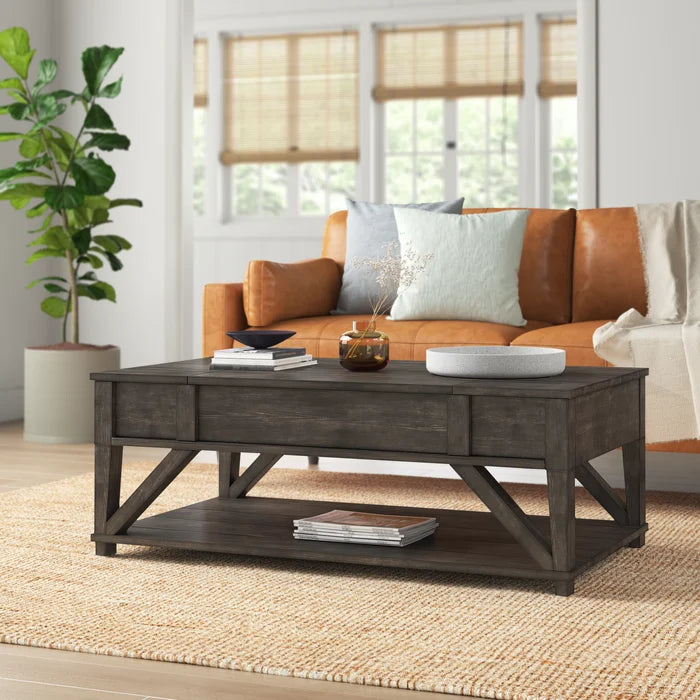 Solid wood shop lift top table