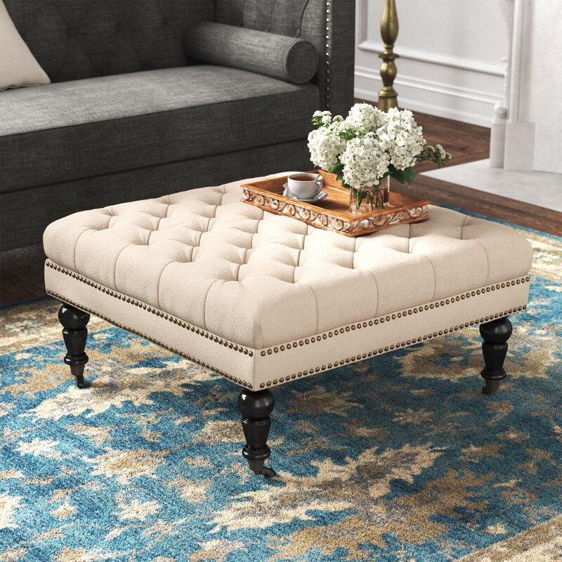 34.63 Wide Tufted Square Cocktail Ottoman Living Room Ensemble