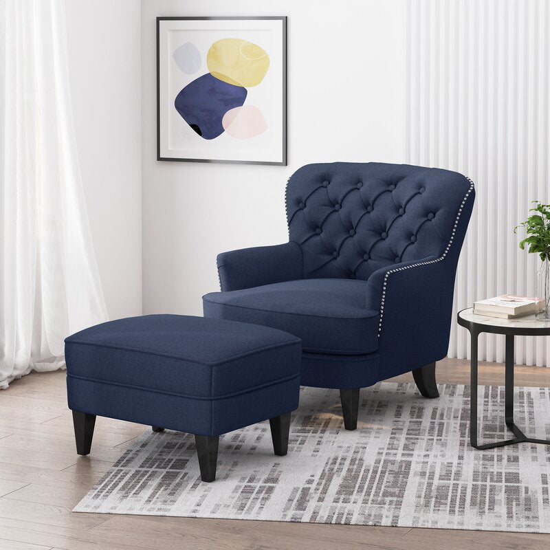 Blue sales tufted armchair