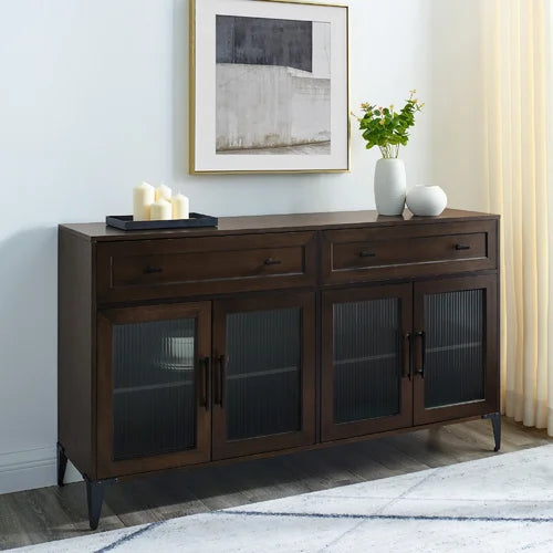 Dark Brown Oak Nathan 58 Wide 2 Drawer Sideboard Made from Solid and Engineered Wood