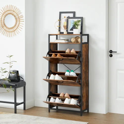 18 Pair Shoe Storage Cabinet 3 Compartments With Comfortable