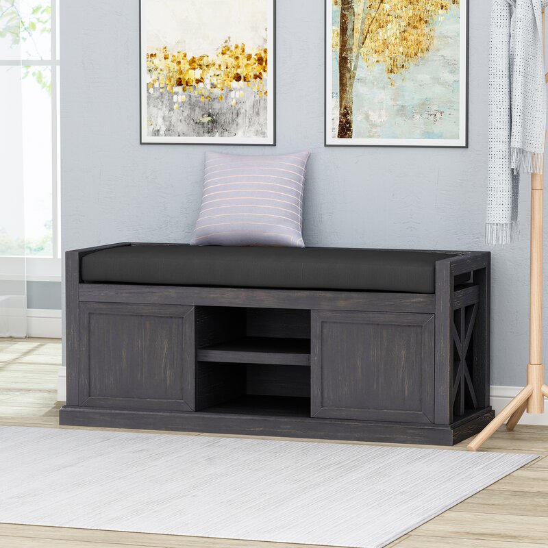 Dark gray storage sale bench