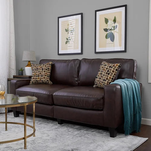 Palisades 72 Faux Leather Square Arm Sofa with Reversible