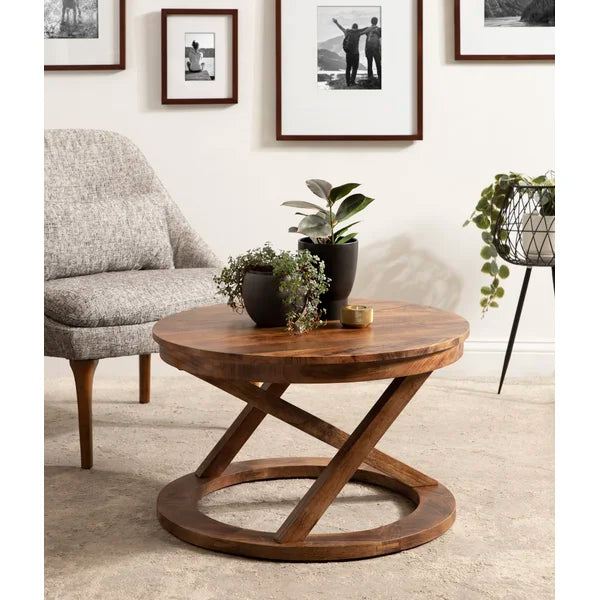 Wood trestle coffee hot sale table