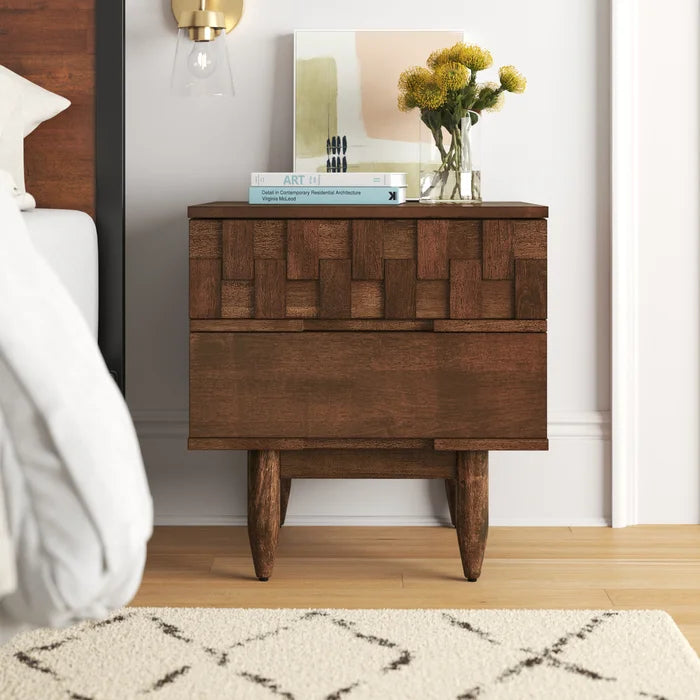 Petterson 22.83 Tall 2 Drawer Solid Wood Nightstand in Brown