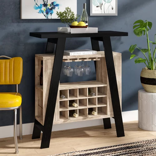 Bar with Wine Storage Manufactured Wood Built In Wine Rack With A 15 Bottle Capacity