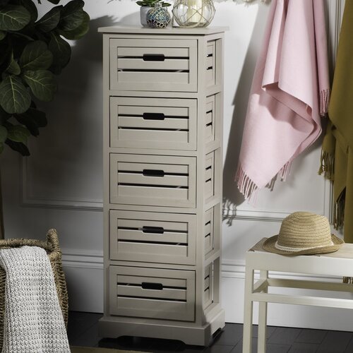 Gray Regan 46.5 Tall Solid Wood 5 Drawer Accent Chest