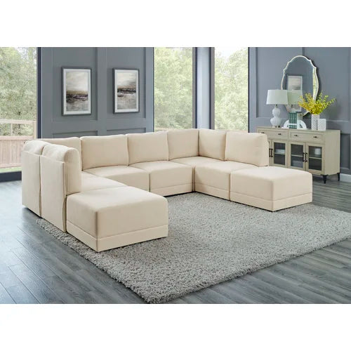 Symmetrical modular online sectional with ottoman