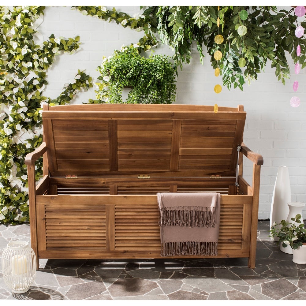 Outdoor Living Brisbane Brown Storage Bench 50 x24 x35.2 Eliminate Clutter in your Foyer Mudroom Or On your Patio with this Storage Bench