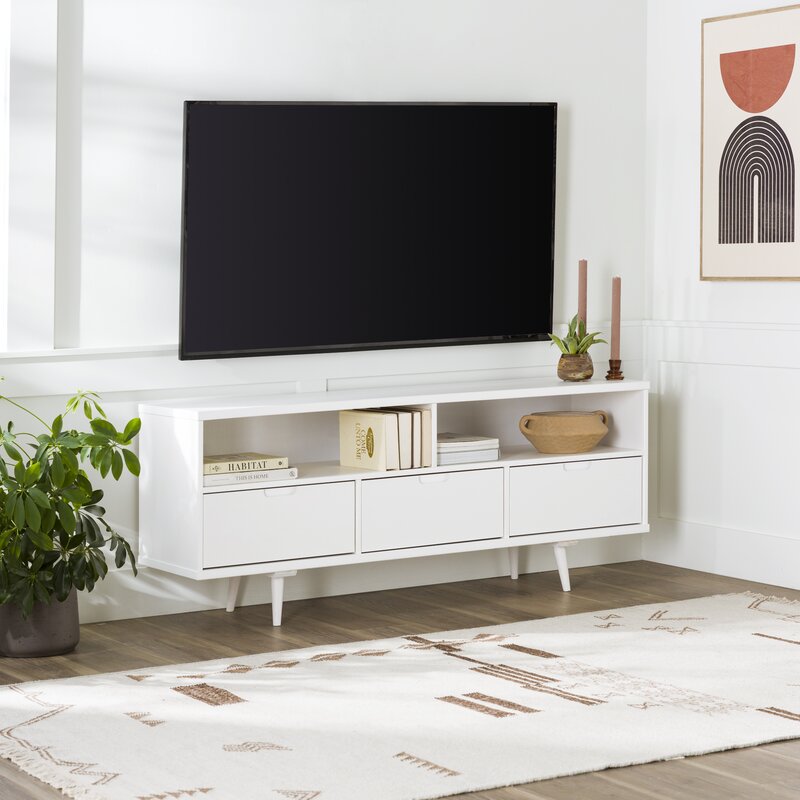 White and natural wood tv stand cheap