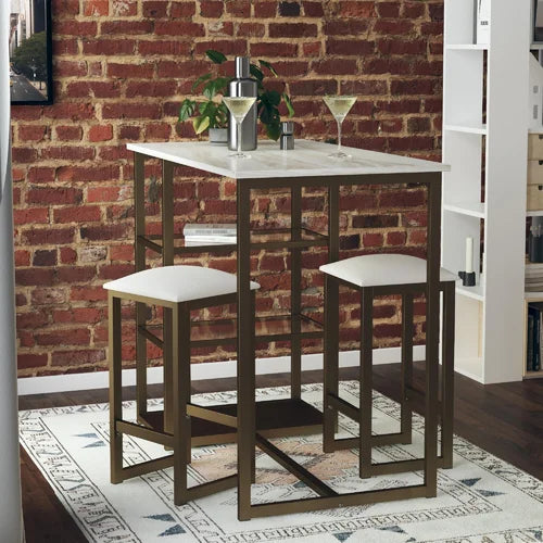 Sasharae 2 Person Counter Height Dining Set Warm and Elegant Feel Design