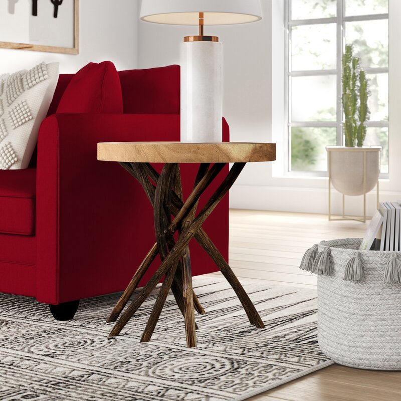 Wood tree shop stump end table