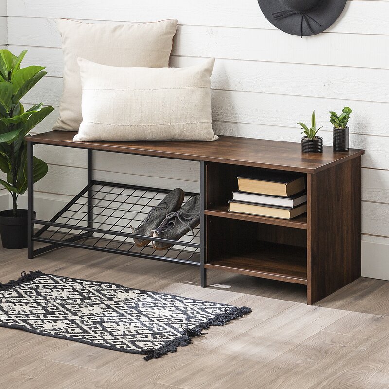 Walnut shoe storage bench sales