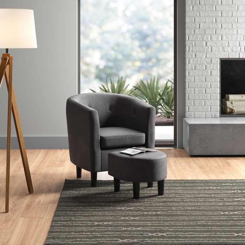 Small barrel sales chair with ottoman