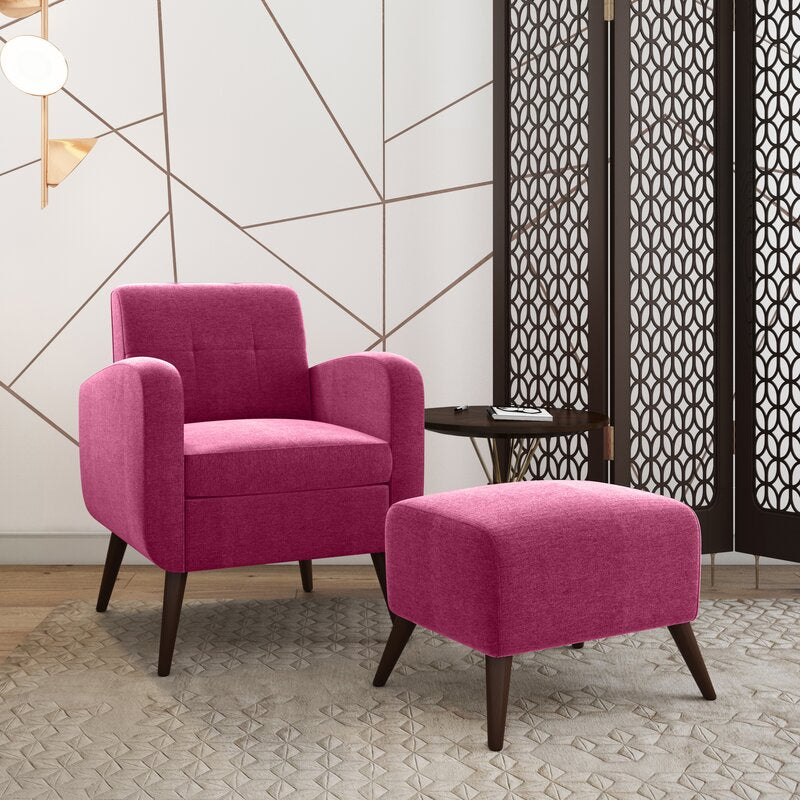 Fuchsia Pink 28 Wide Tufted Armchair and Ottoman Create A Cozy
