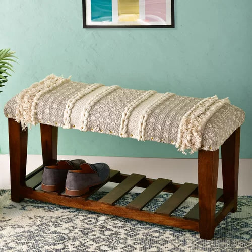 Upholstered Shoe Storage Bench Traditional And Modern Gray Off