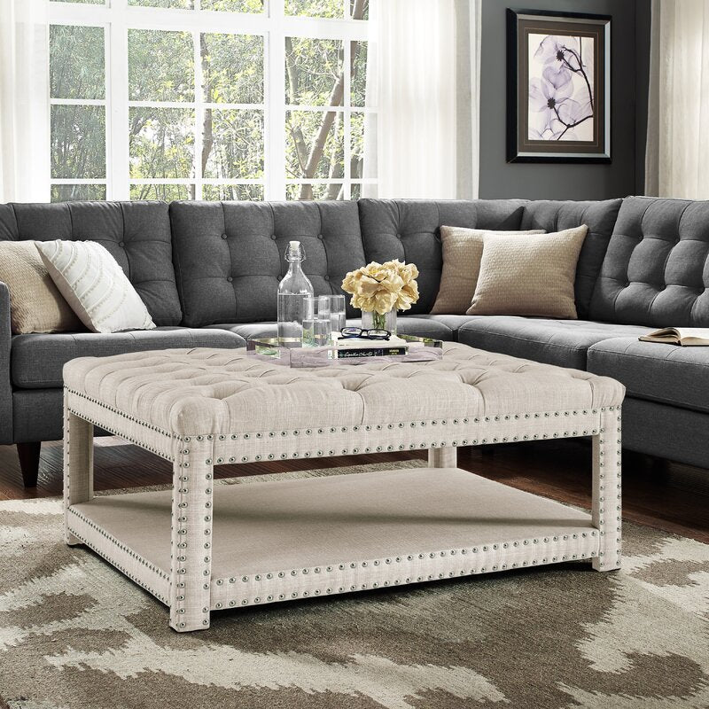 Square cocktail cheap ottoman with storage