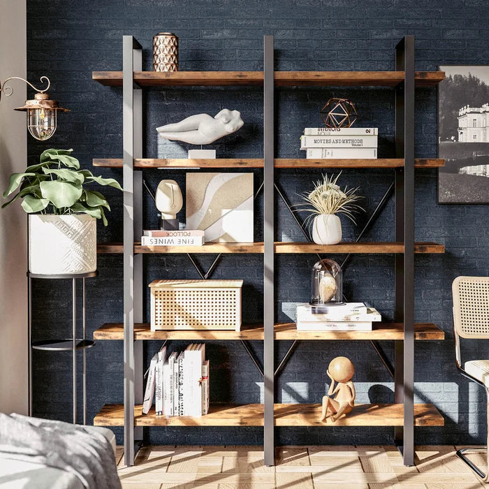 Wynot 70 H x 53.1 W Steel Etagere Bookcase Double Wide 5 Tier