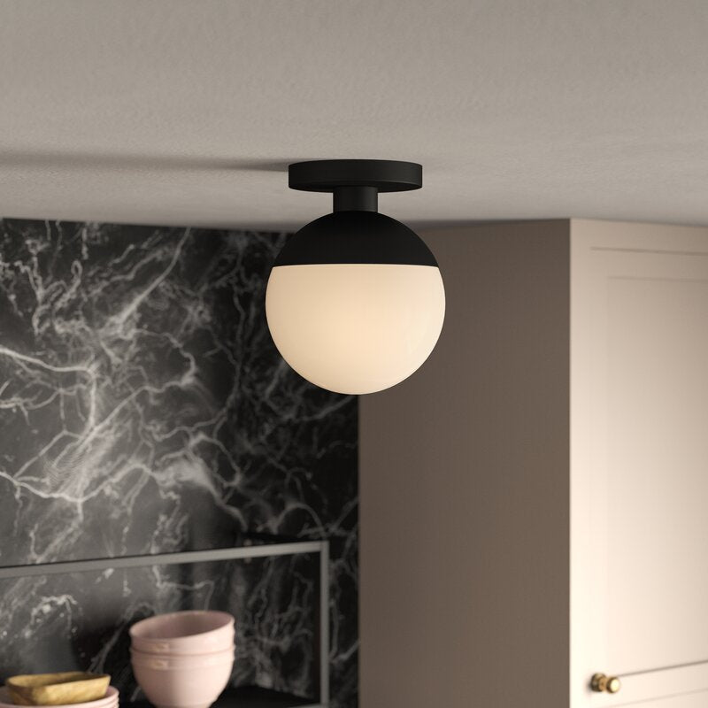 Yearby 1 Light Simple Globe Semi Flush Mount Made From Metal