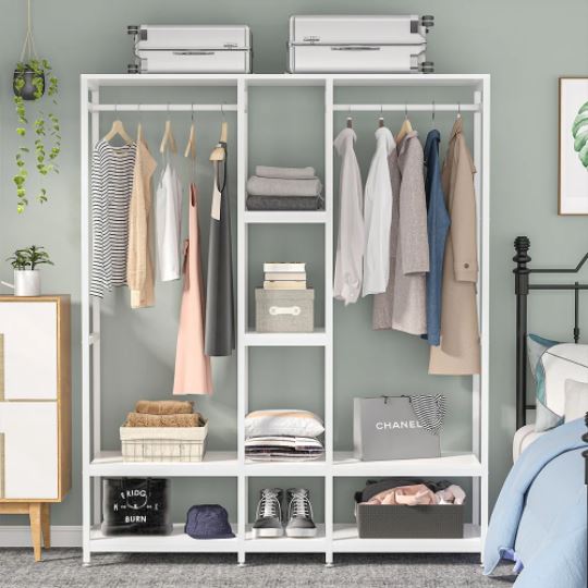 Double Rod Free standing Closet Organizer Heavy Duty Clothe Closet Sto <div  class=aod_buynow></div>– Inhomelivings
