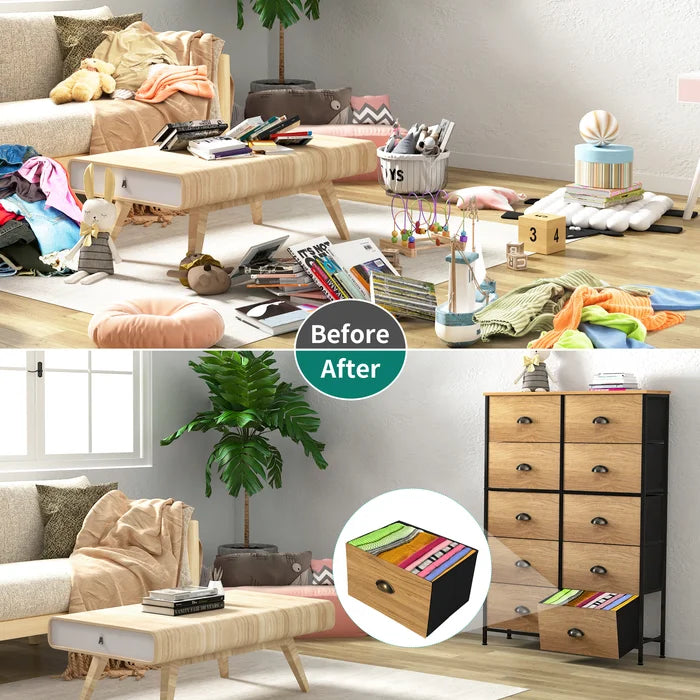 10 Drawer 31.5'' W Durable Wooden Top Offer Plenty Storage Space