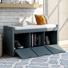 1 - Antique Navy 10 Pair Shoe Storage Cabinet Perfect Inconspicuous Storage Option To Store your Personal