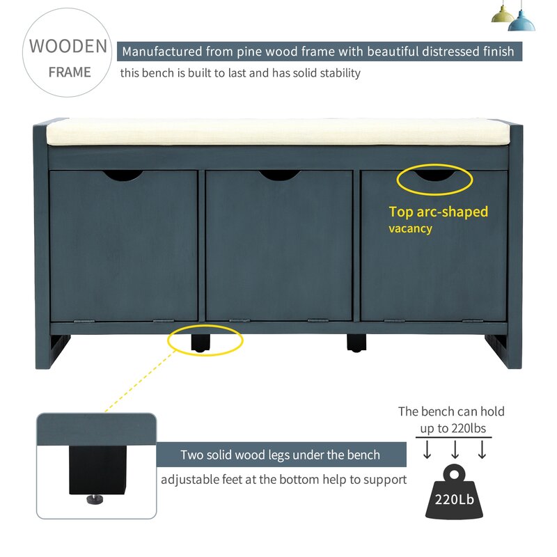 1 - Antique Navy 10 Pair Shoe Storage Cabinet Perfect Inconspicuous Storage Option To Store your Personal