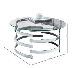 Round Coffee Table Coil Design Finished with Shiny Chrome Plating Adds Modern Style