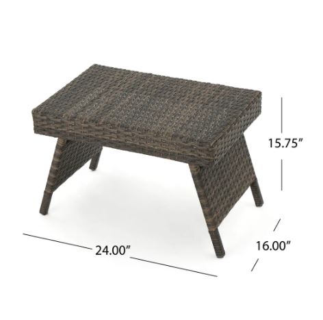 Outdoor Wicker Adjustable Folding Table - Brown Great Addition to your Patio Decor with this Outdoor Folding Wicker Table