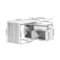 Oak Cuuba Libre L-Shape Desk Corner Desk with Many Advantages. Storage Space