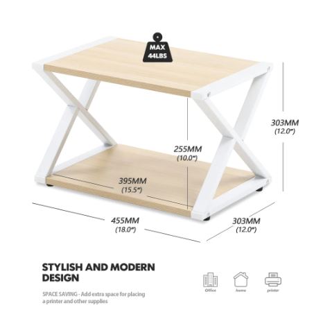 Printer Stand 2 Tiers Wood Desk Organizer Shelf - Natural Multifunction Double Tiers Double Storage Space
