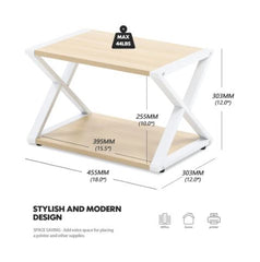 Printer Stand 2 Tiers Wood Desk Organizer Shelf - Natural Multifunction Double Tiers Double Storage Space