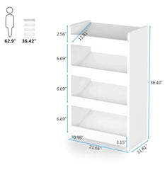 Wood Shoe Rack, 4-Tier Shoe Storage Organizer, White Open Shoe Storage Affect the Decoration Style