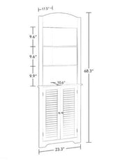 Corner Etagere Taupe Three Shelves Display your Mementos Lower Cabinet Provides Concealed Storage