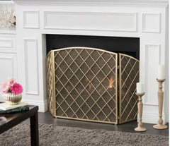 3-Panel Fireplace Screen Knight Home Gold Guard Against Flying Sparks or Rolling Embers with this Traditional