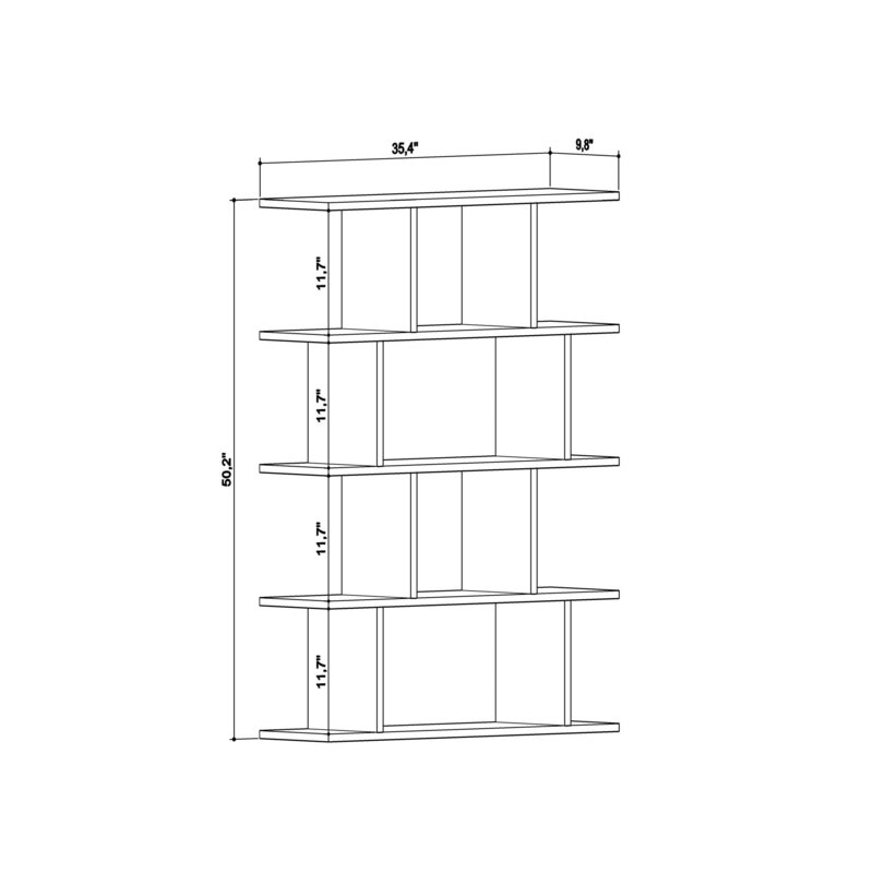 50.2'' H x 35.43'' W Geometric Bookcase Standard Bookcases
