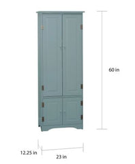 Extra-tall Cabinet - Antique Blue 1 Fixed Shelf and 2 Adjustable Shelves 2 Lower Cabinets with Storage Space