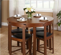 Harrisburg Tobey Compact Round Dining Set 5-Piece Set Includes 1 Round Table and 4 Chairs Space-Saving Design for Small Spaces