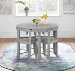 Harrisburg Tobey Compact Round Dining Set - Grey 5-Piece Set Includes 1 Round Table and 4 Chairs Space-Saving Design for Small Spaces