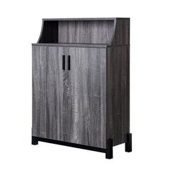Dark Gray/Black 12 Pair Shoe Storage Cabinet Anti Tipping Hardware Included