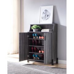Dark Gray/Black 12 Pair Shoe Storage Cabinet Anti Tipping Hardware Included