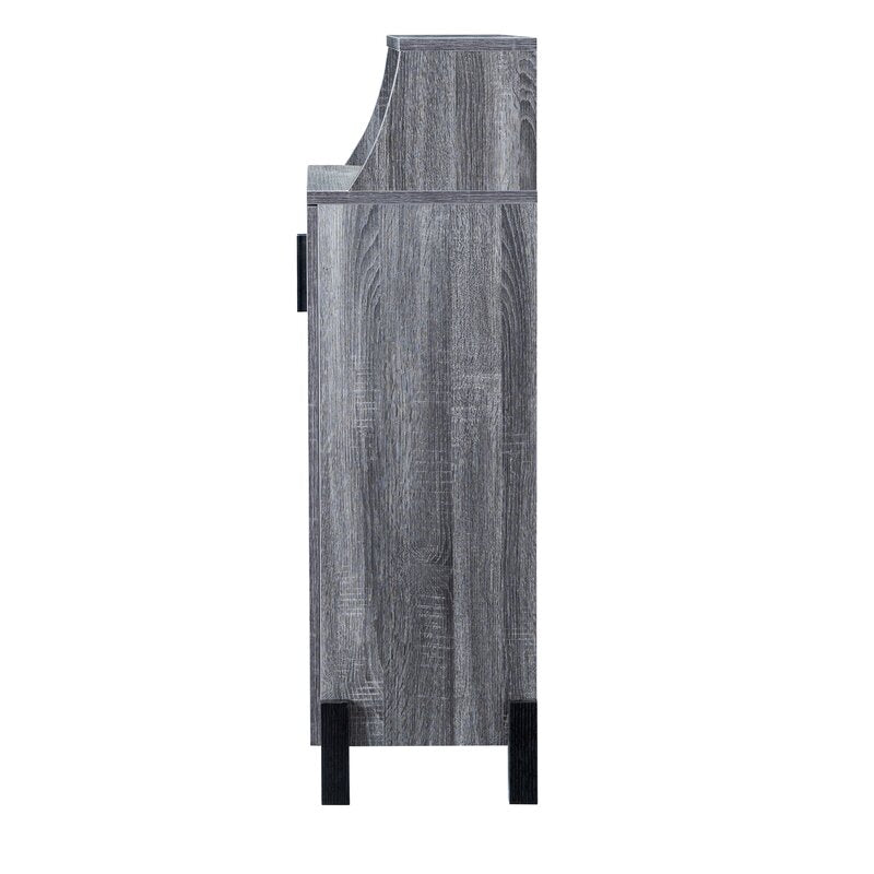 Dark Gray/Black 12 Pair Shoe Storage Cabinet Anti Tipping Hardware Included