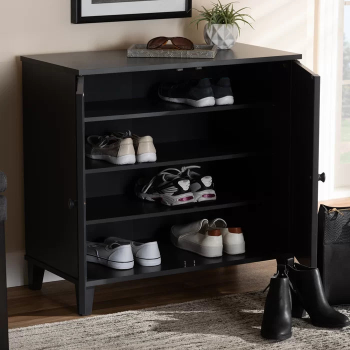 4 Shelves 12 Pair Shoe Storage Cabinet Provides Additional Storage Space