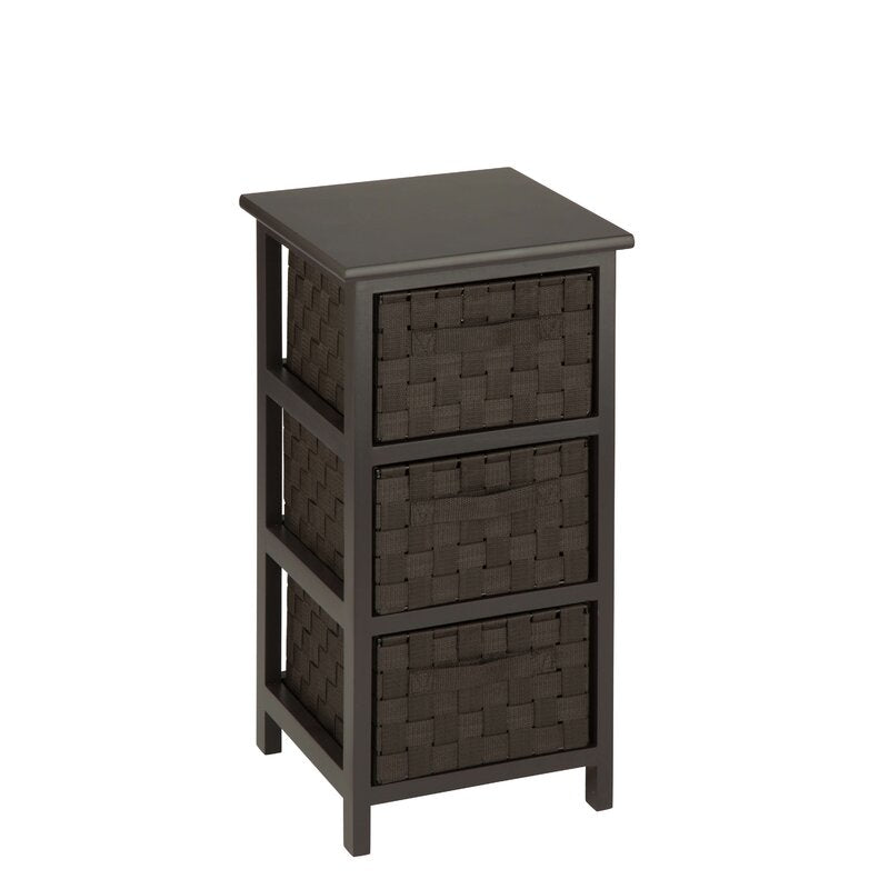 12" Storage Drawer Natural Wood Top Doubles Feels Three Woven Basket