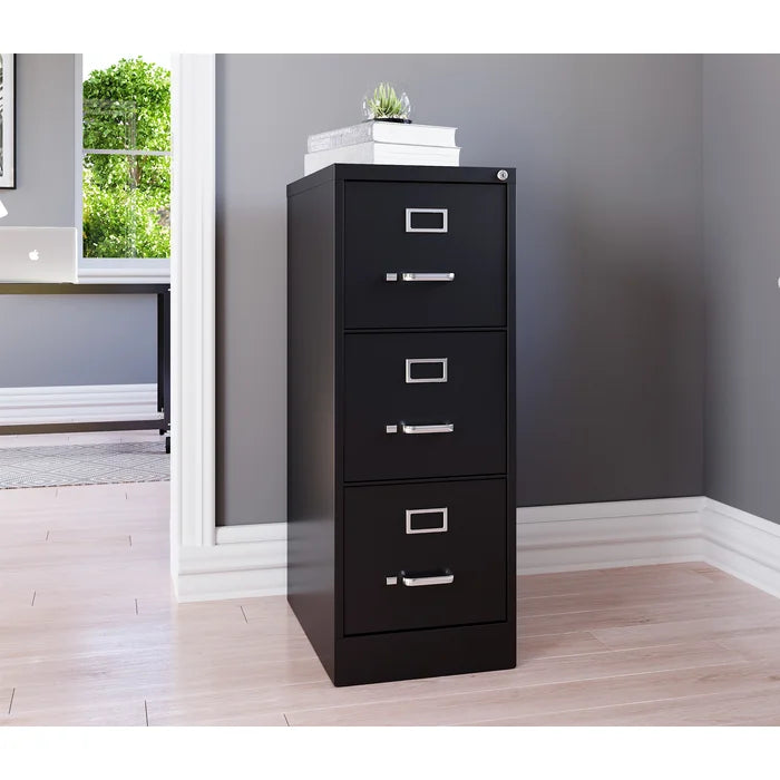 Black 15'' Wide 3 -Drawer Steel Vertical Filing Cabinet Keep Files Upright and Organized