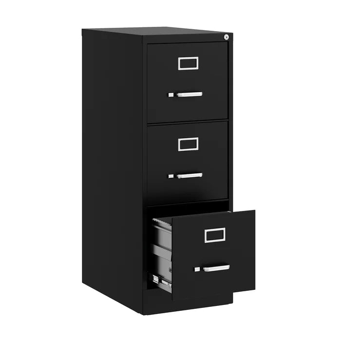 Black 15'' Wide 3 -Drawer Steel Vertical Filing Cabinet Keep Files Upright and Organized